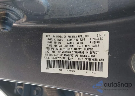 2016 Honda Accord Sport from USA, damaged, VIN 1HGCR2F56GA118397